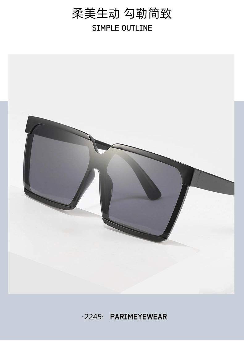 Gradient Color Sunglasses Korean Style Trendy One-Piece Big Frame Sunglasses Women Bright Black Fashion Sunglasses Net Red Same Sunglasses