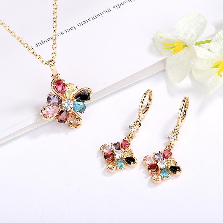 Women Wedding Chinese Gold African Jewelry Set Made with 18K Gold Plating
