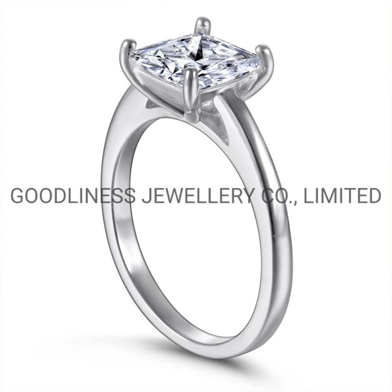 Diamond Antique Simple Anniversary Proposal Square Engagement Rings for Women