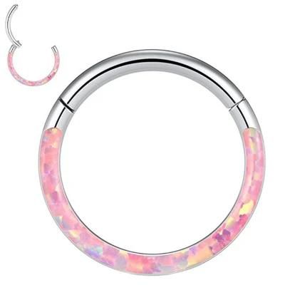 316L Surgical Steel Setting Opal Hinged Segment Ring Body Piercing (Custom colors are available)