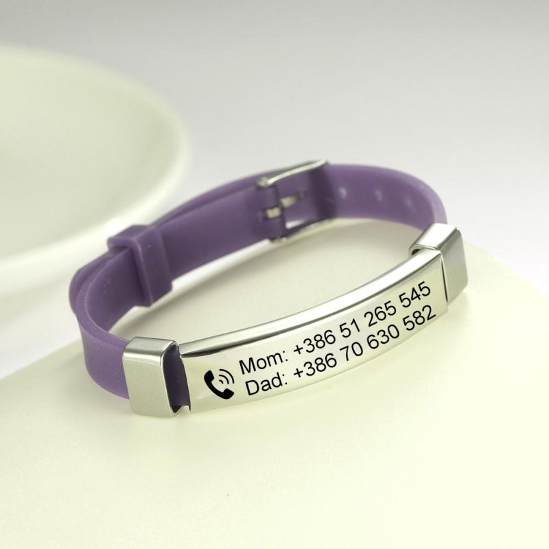 Personalized Magnetic Silicone Rubber Bracelets with Metal Clip