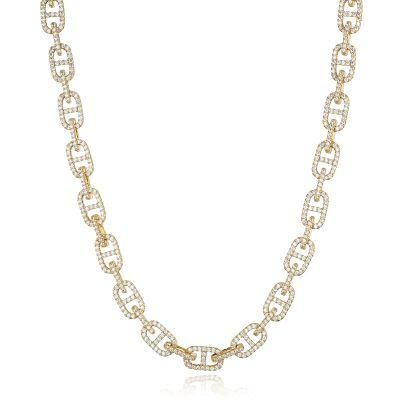 18 Inch 11mm Iced Diamond Cuban Link Plated Yellow Gold Moissanite Chain Necklaces
