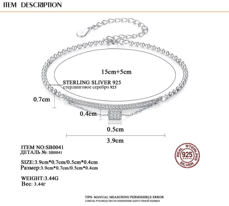 Diamonds Jewelry Cubic Zircon Bracelets with Transfer Beads
