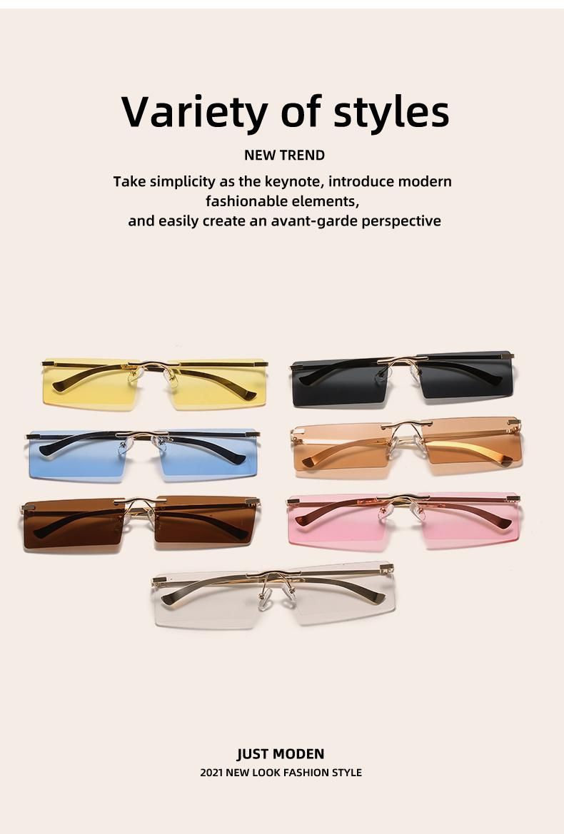 Rectangular Sunglasses Small Lens Rimless Sunglasses