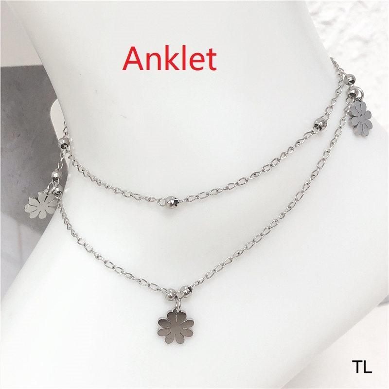 Manufacturer Wholesale Exquisite Layered Flower Accessories Anklet Gold and Stainless Steel Fashion Ankle Bracelet Women′s Jewelry