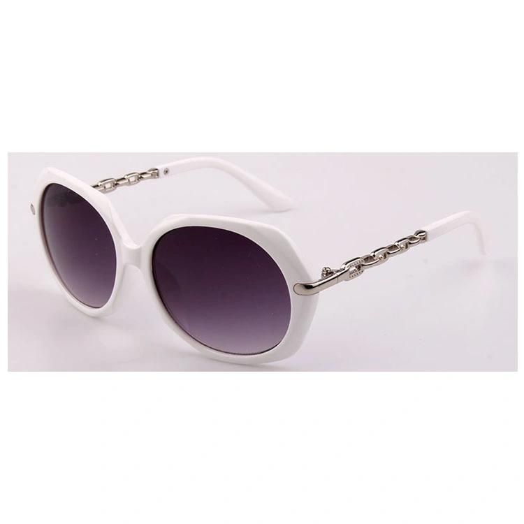 White Frame with Metal Smoke Lense Logo Sunglasses