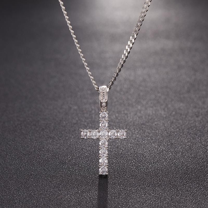 European and American Hip Hop Cross Pendant Necklace Bling