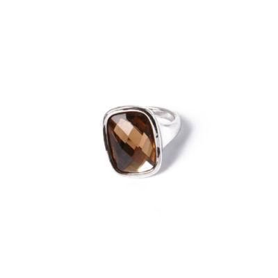 New Product Fashion Jewelry Silver Ring with Brown Rhinestone