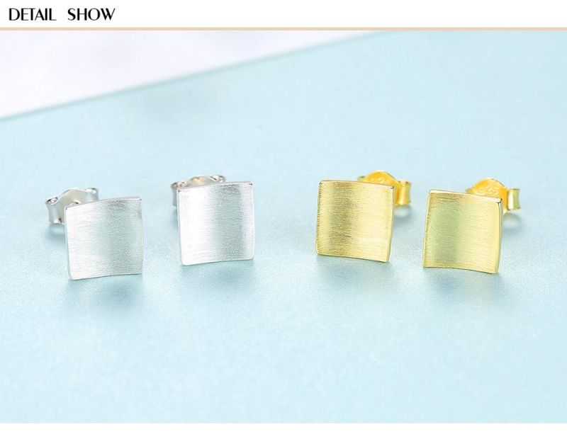 Silver Cubic Zirconia Hiphop Ear Studs Square Design