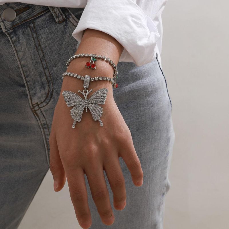 Fashionable Newest Commodity Diamond Claw Bracelet with Butterfly Cherry Bracelet for Women