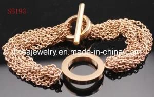 Customizable Fashion Rose Gold Stainless Steel Chain Bracelet Jewelry (SB193)