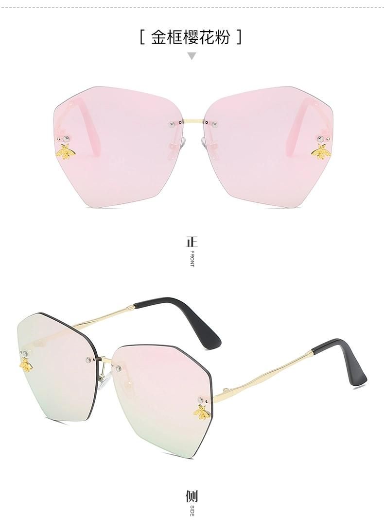 New Women Sunglasses Rimless UV400 Brand Designer High Quality Gradient Sun Glasses Female with Box