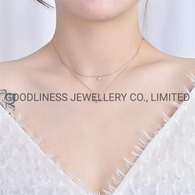 925 Sterling Silver Double Layer Necklace Fine Jewelry