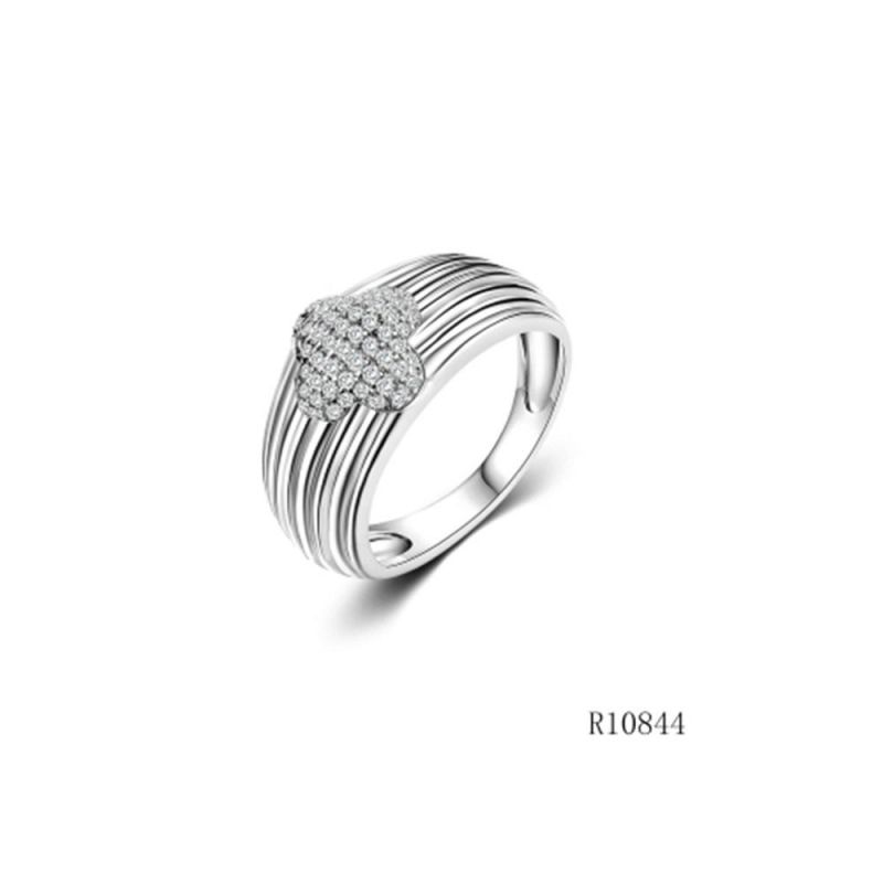 Flower 925 Silver with CZ Thread Line Ring for Women