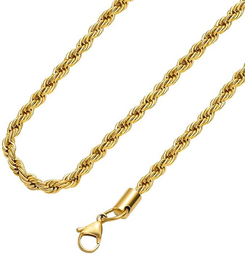 Twist Chain Necklace Stainless Steel Rope Chain Necklace 16-38 Inches for Men Women Jewelry