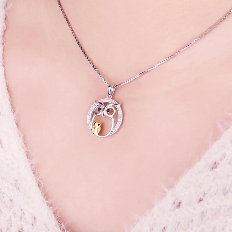 925 Sterling Silver Pendants Necklace Wisdom Guidance Owl Pendants for Women Fashion Jewelry Wholesale