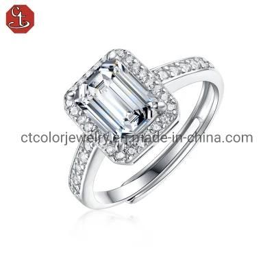Luxury big Sterling Silver Ring 1ct Moissanite diamond rings for party wedding