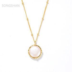 18K Gold Vermeil Fashion Jewelry Baroque Pearl Pendant Lady Necklace