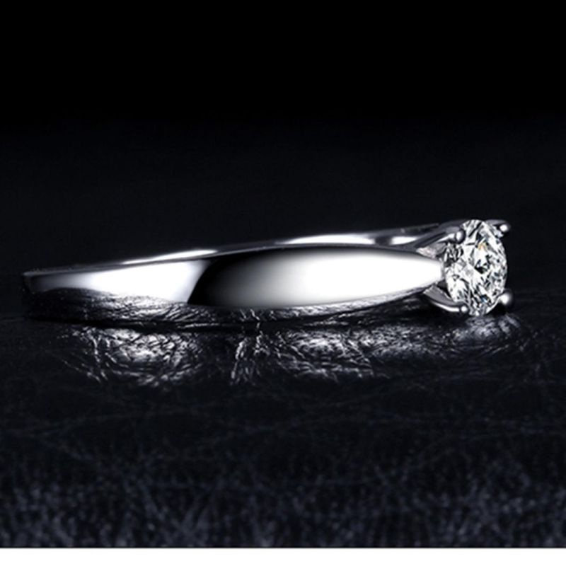 Cubic Zirconia Solitaire Engagement Ring Simple Finger Ring Fashion Jewelry for Women Wholesale