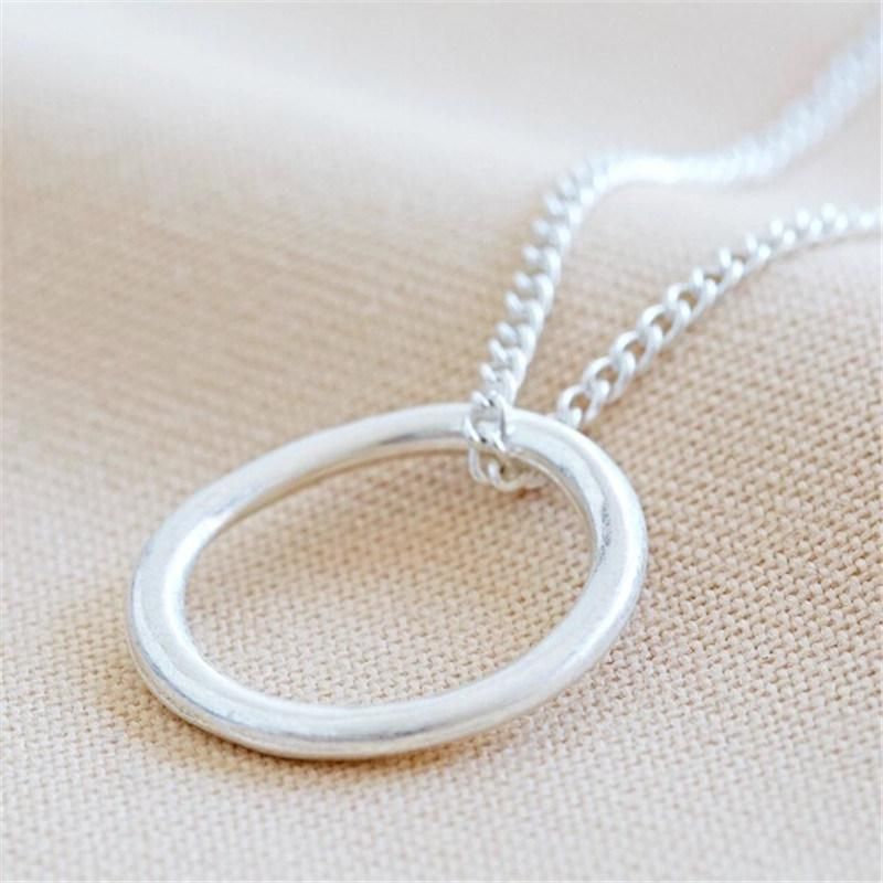 Organic Style Casting Metal Hoop Necklace in Silver for Women Fashion Jewelry