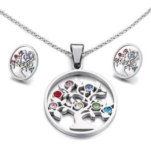 Korean Version Christmas Jewelry Wholesale Wishing Tree Zircon Necklace Earrings Diamond Jewelry Set