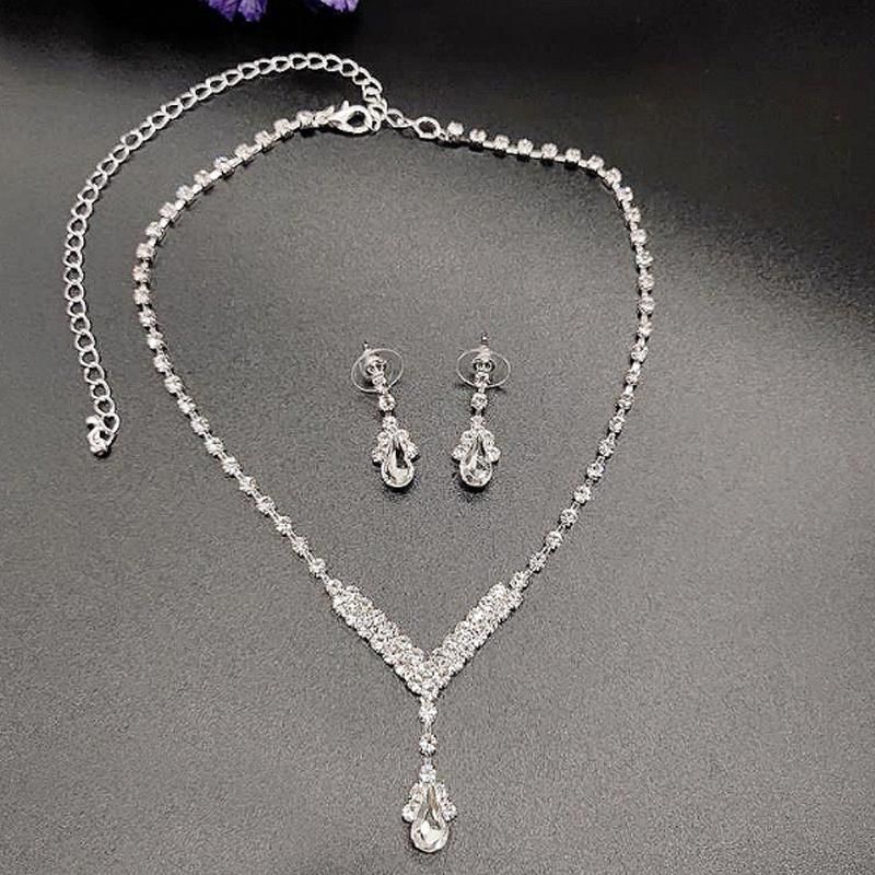 Wedding Acrylic Rhinestone Necklace Jewelry Set