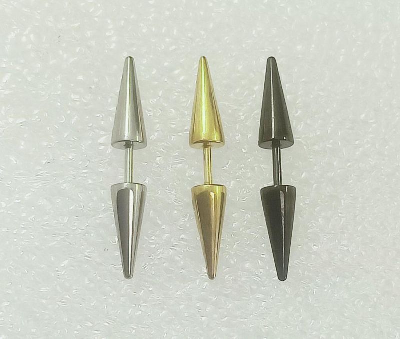 Stainless Steel Double Pointed Cone Stud Earrings Double Pointed Earrings Earrings Body Piercing Jewelry Wholesale Er0008g