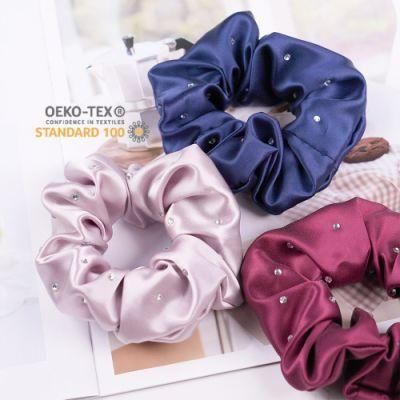 Hair Accessories for Silk Scrunchies with Luxury Crystal for Gift Set