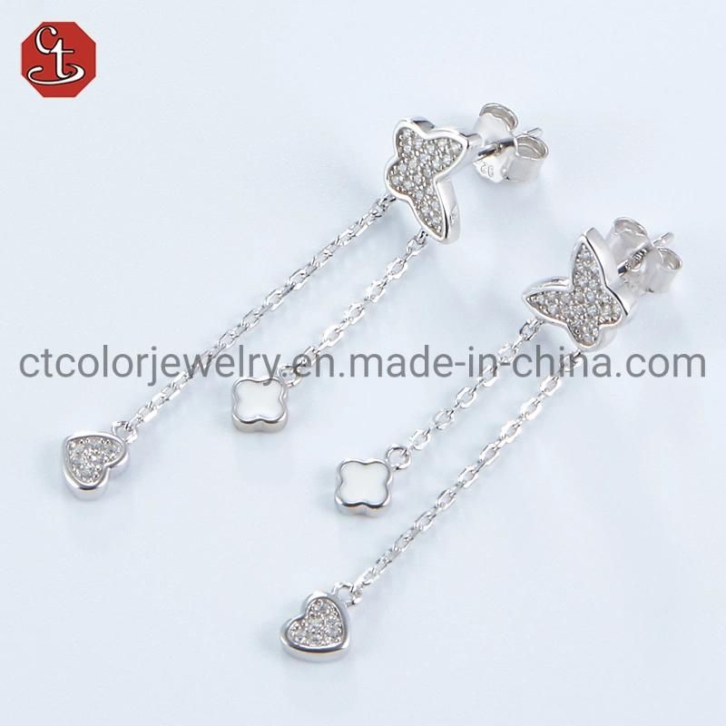Wholesale High Quality New Fashion Elegant Custom Inspirational Cubic Zirconia and Enamel Bangle Bracelet Pure 925 Silver Jewelry for Women