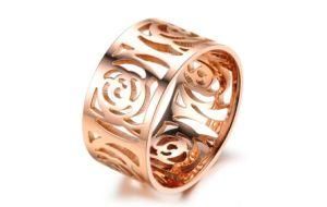 Delicate Flower Finger Ring Rose Gold for Valentines&prime; Day Gifts