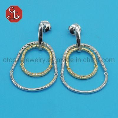 Twistedstring Cable Special Two Tone Plating Hanging Dangle Earring Brass Coper &amp; Silver jewelry
