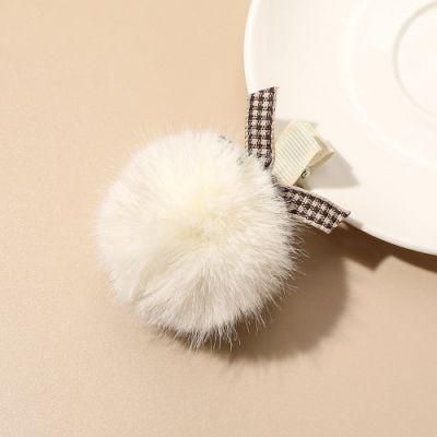 Hot Selling Coffee Bow Plush Oversized Hair Ball Hairpin