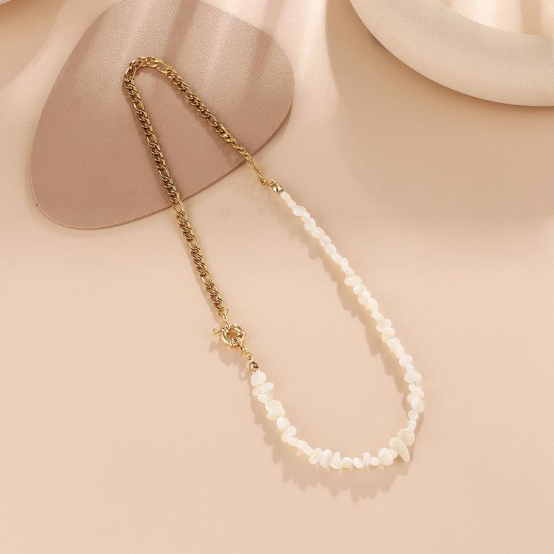 Stainless Steel Female Simple Design Shell Bead Clavicle Chain Necklace