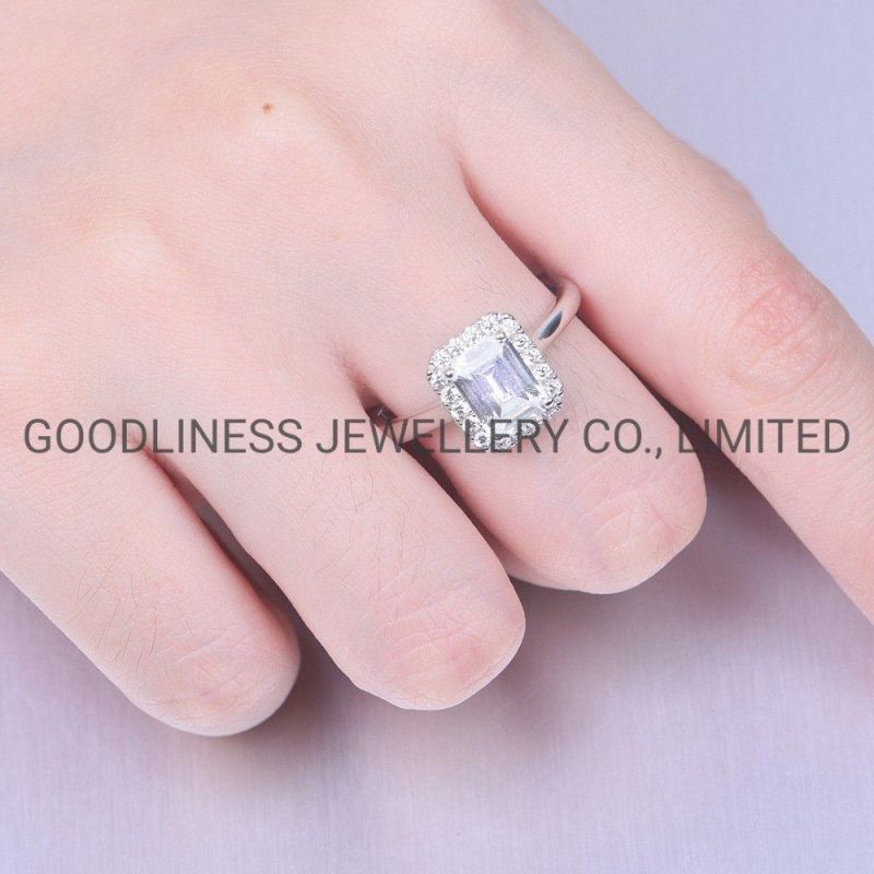 Wholesale Fashion Luxury Diamond Moissanite Crystal Ring Affordable Women′s Jewelry