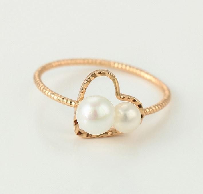 Elegant Women Jewelry Heart Shaped Imitation Pearl 18K Gold Plated Ring for Sale