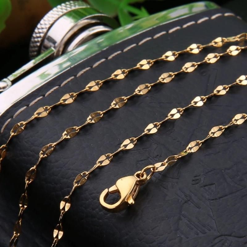 Wholesale Fashion 316L Stainless Steel Anti Tarnish Real Gold Plated Lip Chain Link Necklace for Ladies