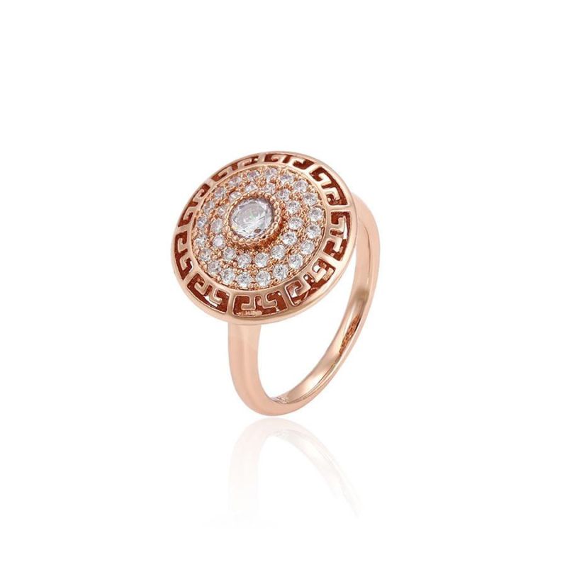 Unique Design Engagement Rose Gold Plated Color Diamond Elegant Shape Design Ring Women