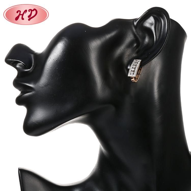 Fashion Costume Women Jewelry 14K 18K Gold Plated Imitation Huggie Hoop Earring with CZ Pearl