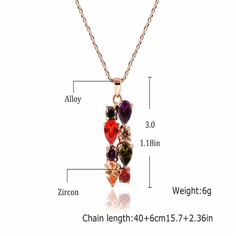 Colorful Ddubai Cheap Bridal 18K Gold Plated Zircon Necklace Earrings Jewelry Set