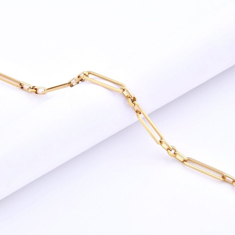 Fashion Dainty Paper Clip Short Necklace 18K Gold Plated Stainless Steel Jewelry for Women