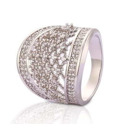 Women Fashion Rhodium Plated Silver Stainless Steel Engagement Finger Wedding Rings Jewelry Design