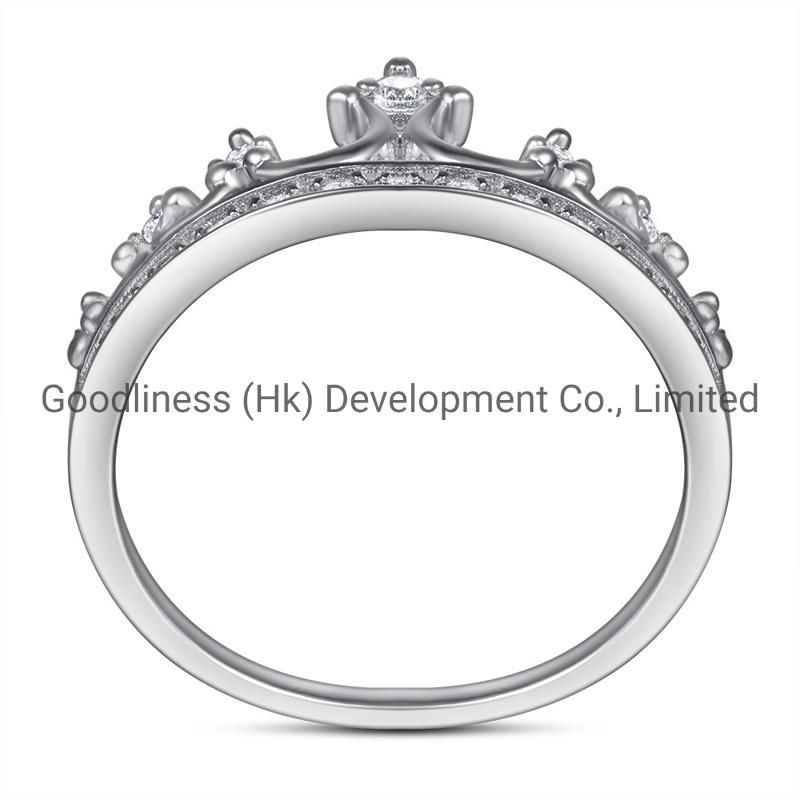 Elegant Fine 925 Sterling Silver Women Crown Rings Fashion Jewelry