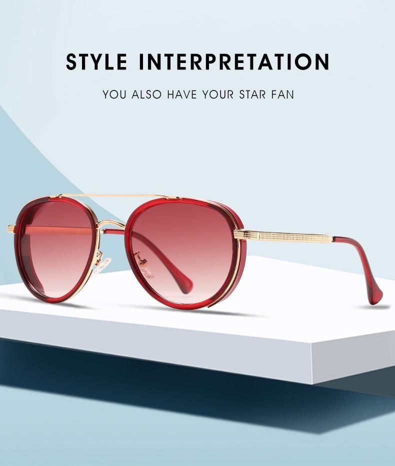 Round Retro Style Designer UV400 Metal Sunglasses