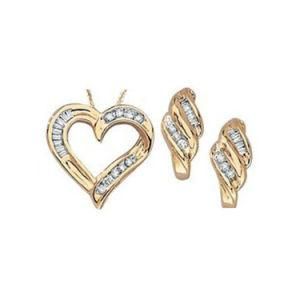 Women Luxury Waltz Diamond Jewelry Set Necklace &amp; Earrings
