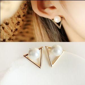 Fashion Personality Geometric Triangle Brincos Oorbellen Simulated Pearl Stud Earrings