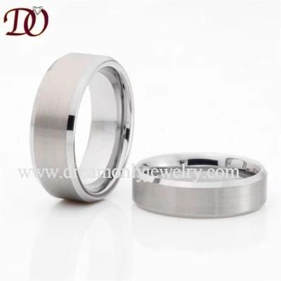 Beveled and Brushed Tungsten Ring Tungsten Men Ring Couple Rings
