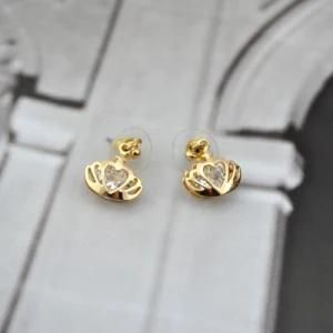 Fashion Design Gold Plated Earring with Diamond (ER007)