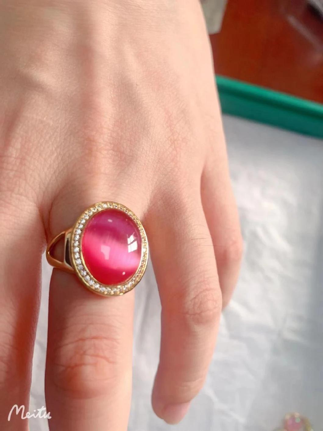 New Arrival Fashion Jewelry 925 Sterling Silver Jewelry Gold Plated Manufacturer High Quality Red Gems Ring