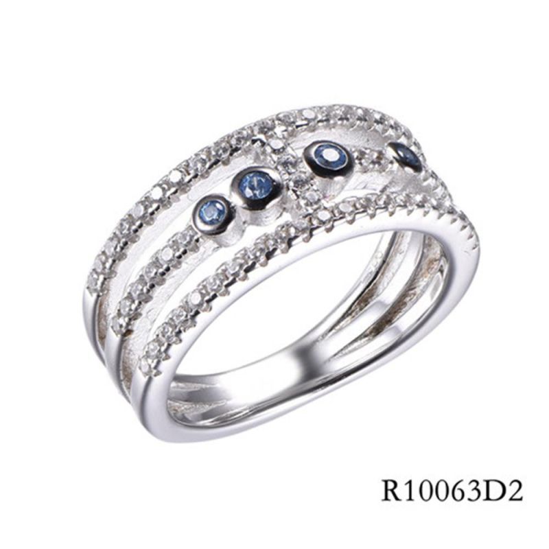 Fashion Bezel Setting Silver with CZ Line Style Ring