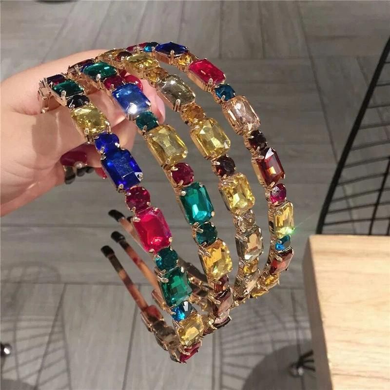 Wholesale Fashion Hair Band Accessories Custom Women Head Shining Rhinstone Elastic Headband for Girls